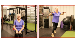 Strength training after knee replacement with weights, Donna age 68